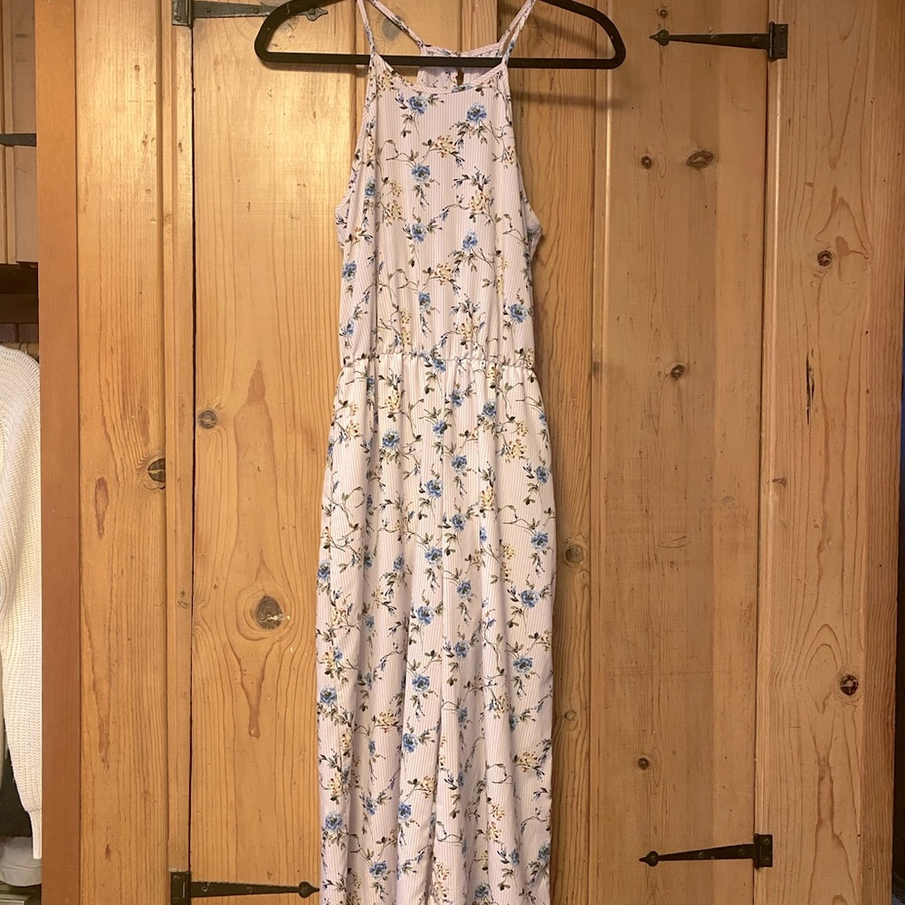 Pink Floral Striped Jumpsuit